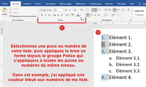 Modifier la mise en forme des puces ou des numéros